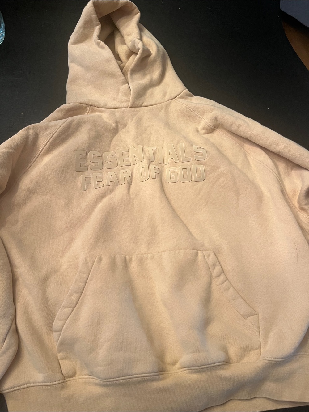 Fear of God ESSENTIALS Embossed Hoodie in Light Beige